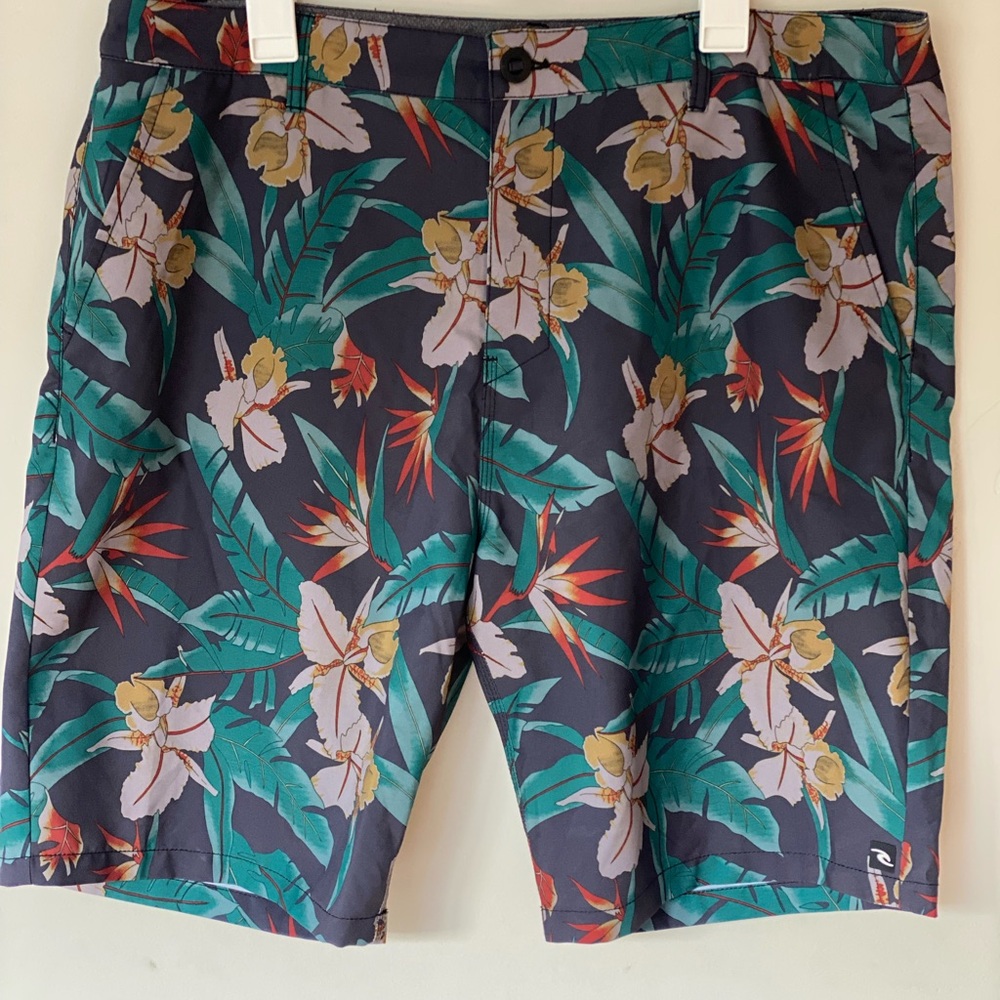Rip Curl Tropical Floral Print Men's Swim/Board Shorts - Dark Grey